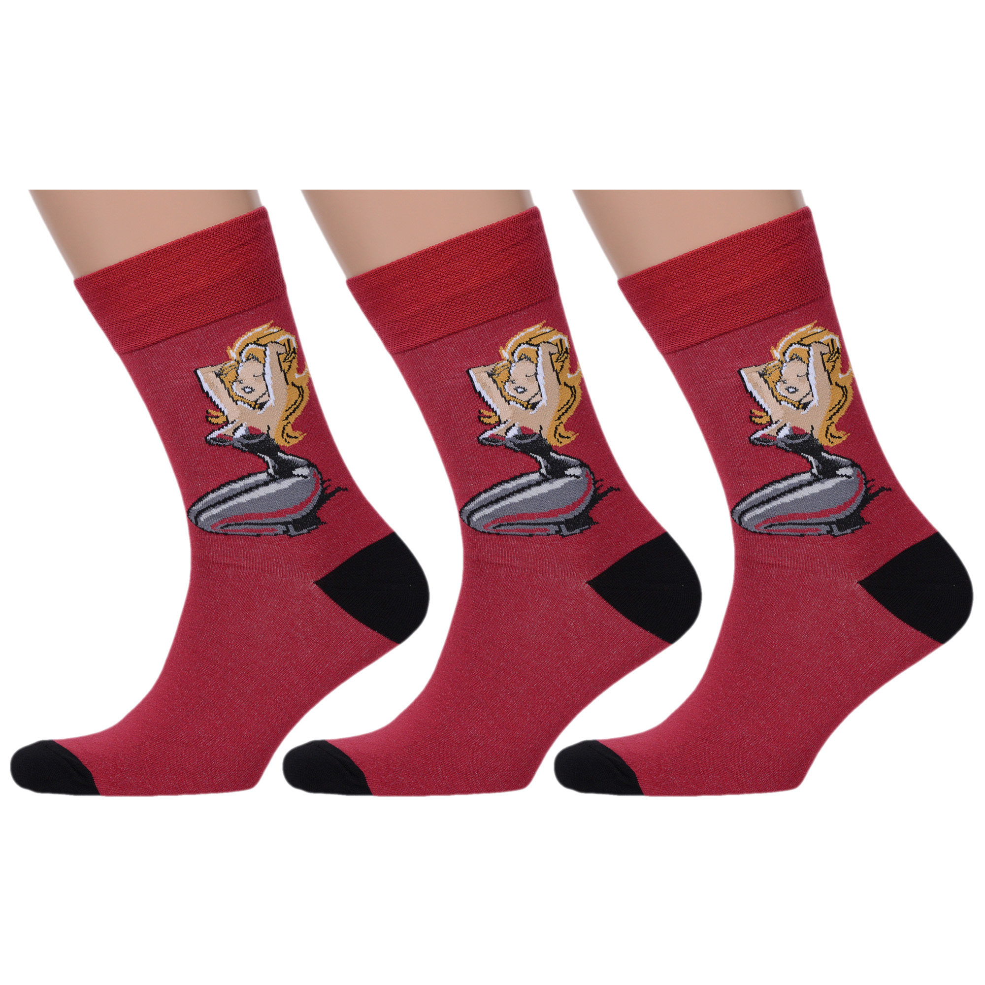 

Комплект носков мужских MoscowSocksClub msk3-М36 бордовых 29, msk3-М36