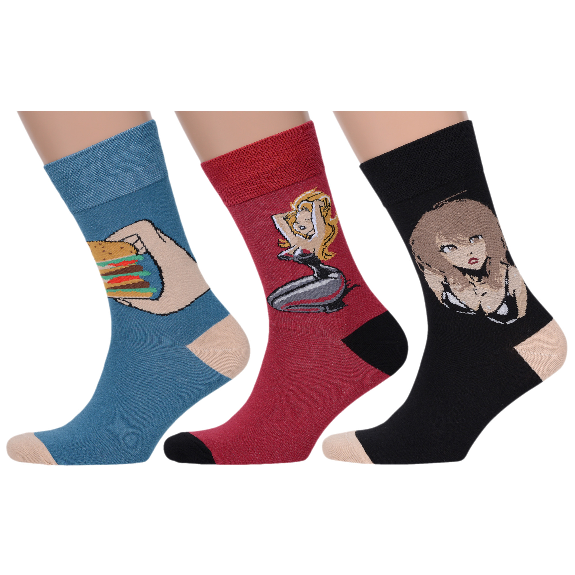 

Комплект носков мужских MoscowSocksClub msk3-М36 разноцветных 27, Бирюзовый;бордовый;черный, msk3-М36