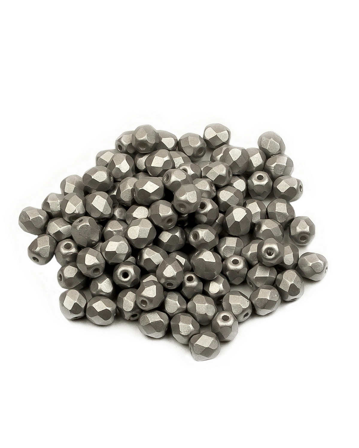 

Стеклянные чешские бусины ганеные круг 4 мм Alabaster Metallic Silver 100шт, Серебристый, FP-4