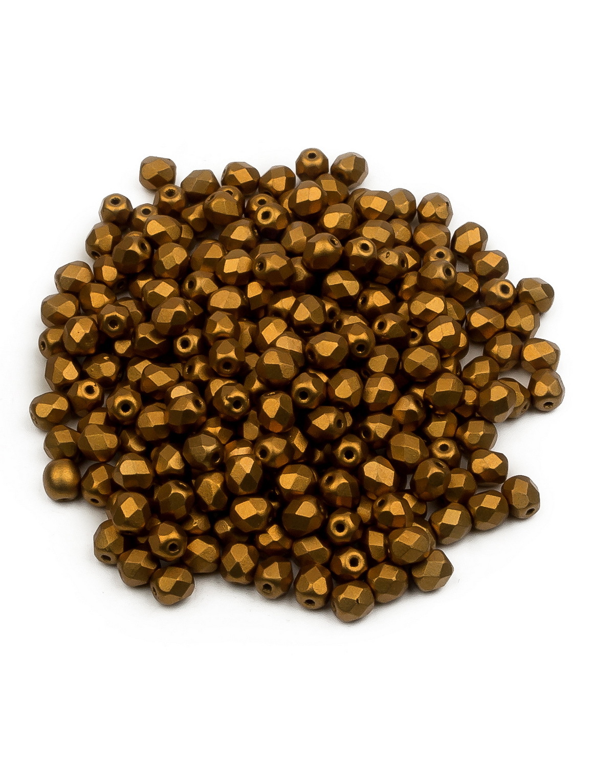 

Стеклянные чешские бусины ганеные круг 4 мм Alabaster Metallic Brass 250шт, Золотой, FP-4