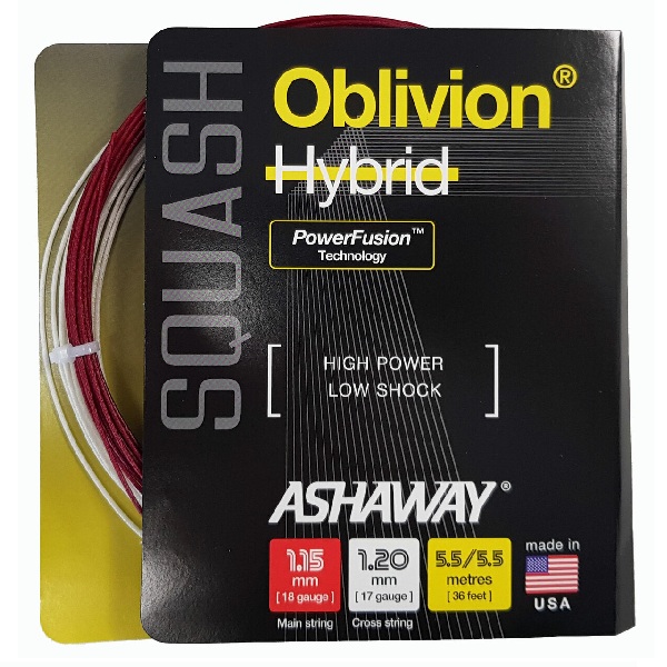 Струна для сквоша Ashaway 11m Oblivion Squash Hybrid, Red/White, 1.15-1.20