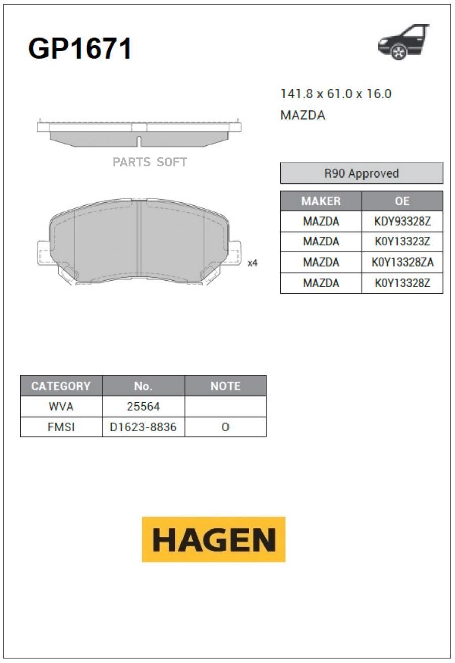 

Тормозные колодки Sangsin brake дисковые GP1671, GP1671