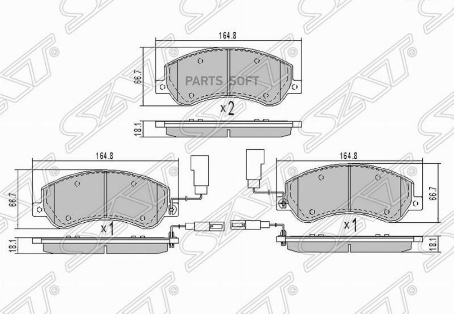 

Колодки тормозные перед FORD TRANSIT 06-/VW AMAROK 10- 1шт SAT ST1371402