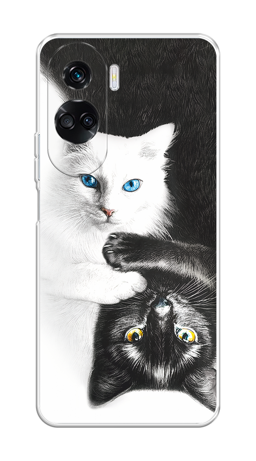 

Чехол Homey на Honor 90 Lite "Коты Инь-Янь", Черный;белый;голубой, 6122350-1