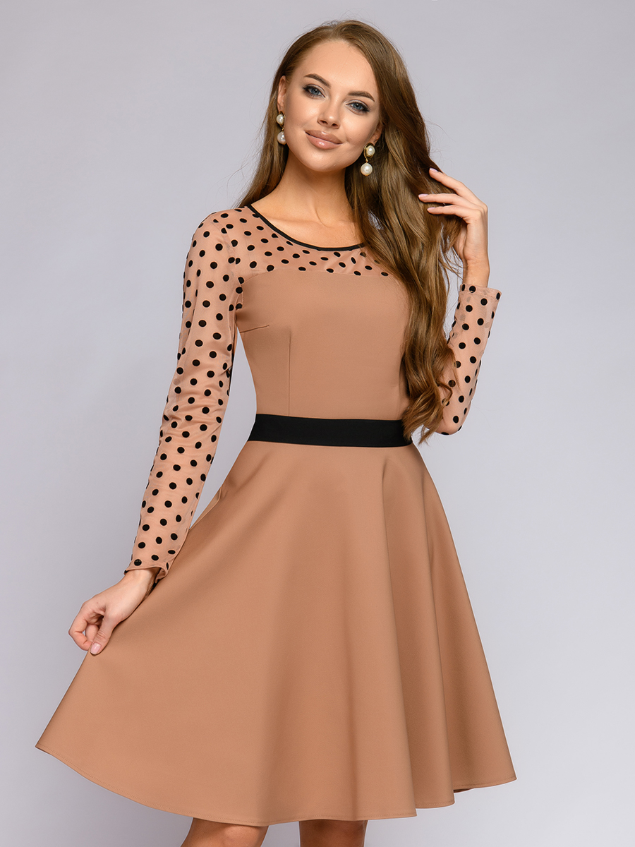 

Платье женское 1001dress 0112001-02078BG коричневое 48 RU, 0112001-02078BG