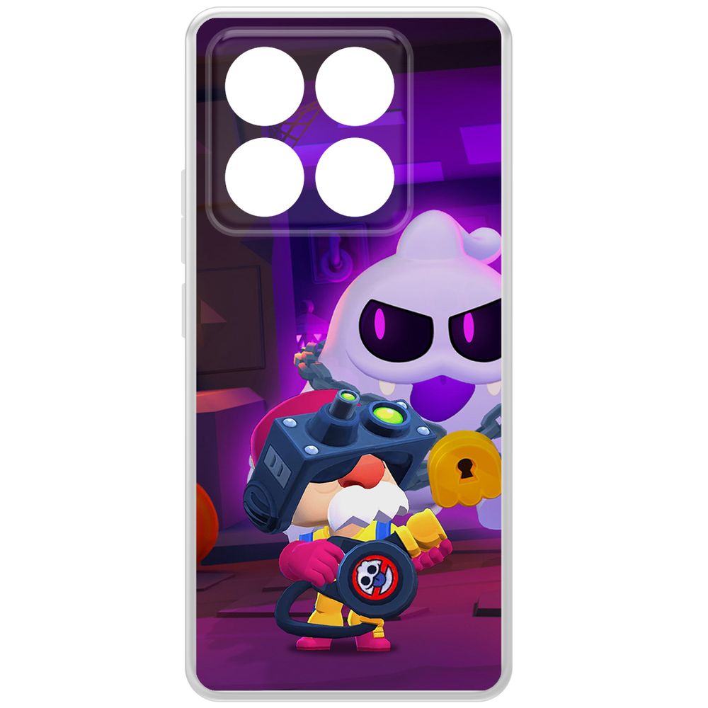 

Чехол-накладка Krutoff Clear Case Brawl Stars-Охотник за Скуиками Гэйл для Xiaomi 14T Pro, Прозрачный