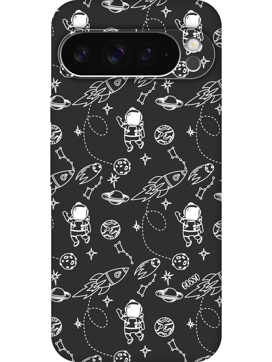 

Силиконовый чехол на Google Pixel 9 pro с принтом "Космический паттерн" матовый черный, Черный;белый;серый, 784810372