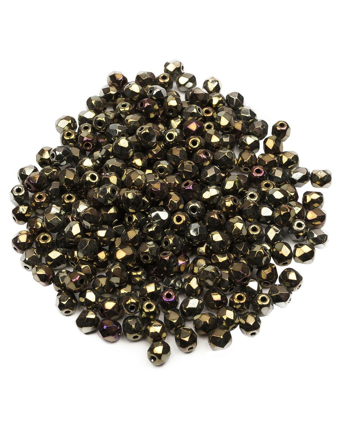 

Стеклянные чешские бусины Fire polished beads ганеные круглые 4 мм Jet Brown Iris 250шт, Коричневый, FP-4