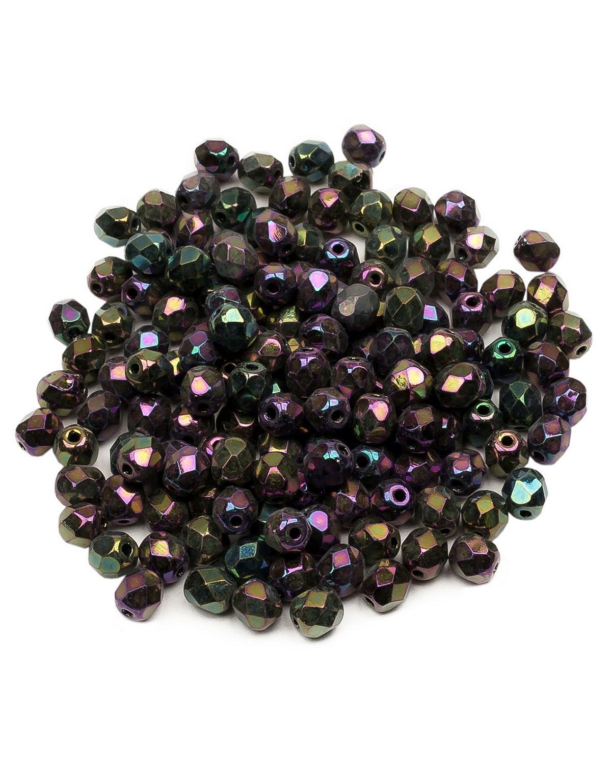 

Стеклянные чешские бусины Fire polished beads ганеные круглые 4 мм Jet Purple Iris 150шт, Розовый, FP-4