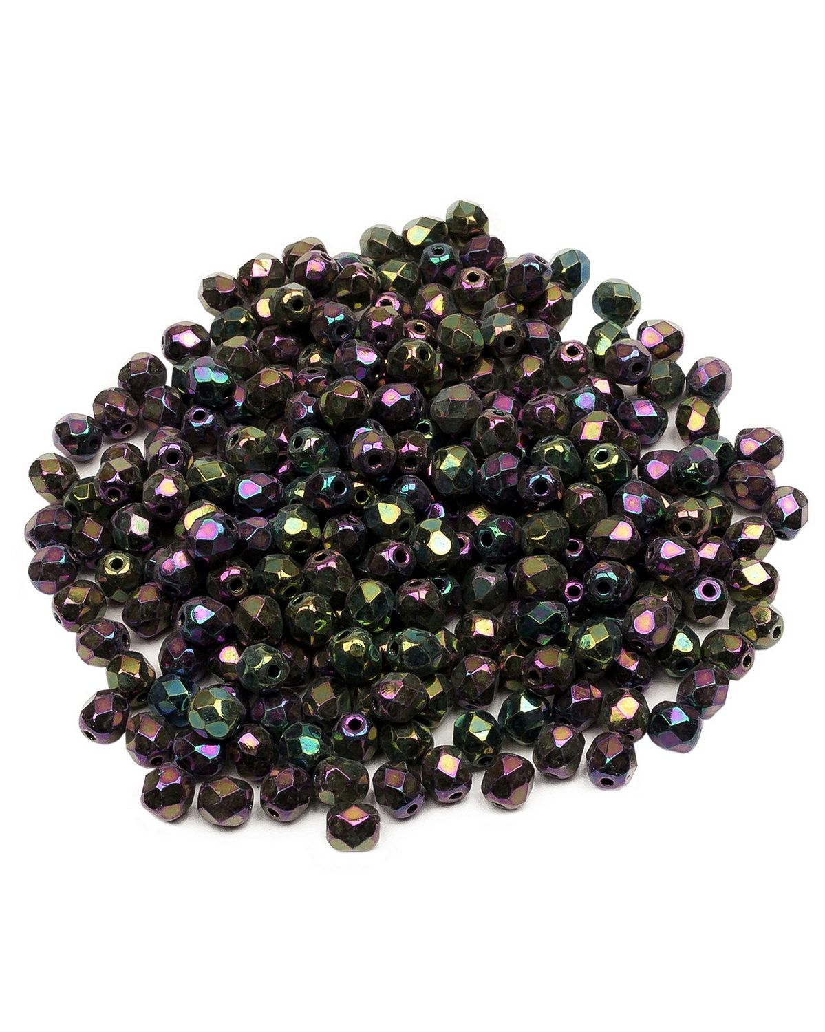 

Стеклянные чешские бусины Fire polished beads ганеные круглые 4 мм Jet Purple Iris 250шт, Розовый, FP-4