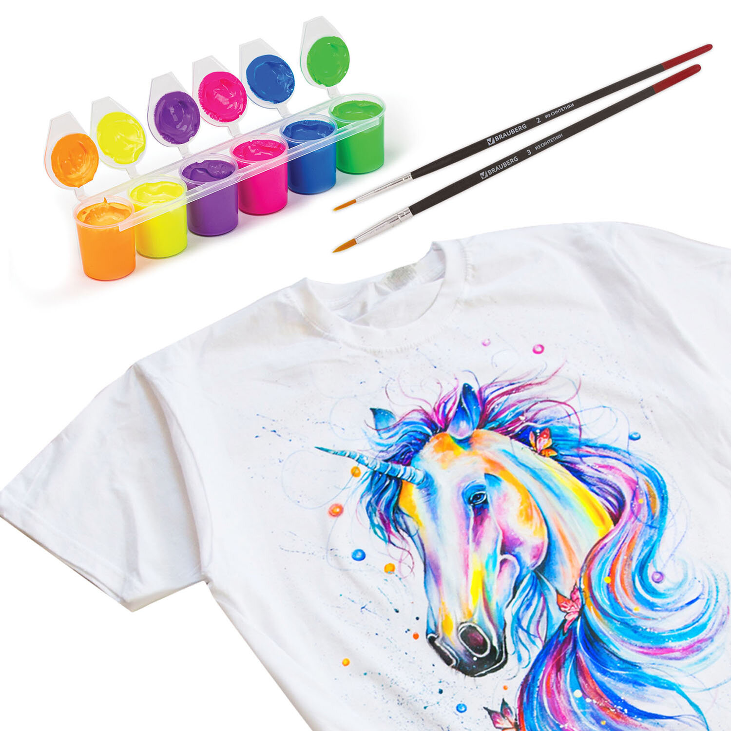 Краски акриловые для рисования по тканитекстилю Неон Остров Сокровищ 6 цветов по 25 мл 1164₽