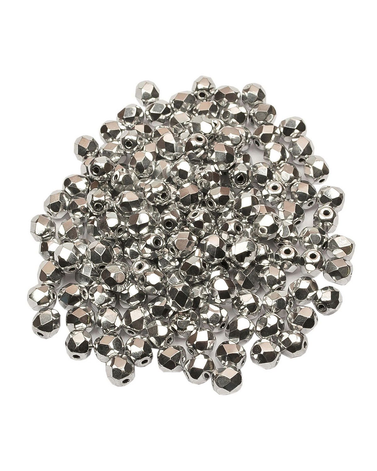 

Стеклянные чешские бусины Fire polished beads ганеные круглые 4 мм Jet Labrador Full 150шт, Черный, FP-4