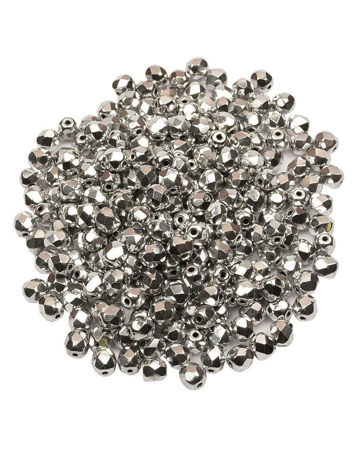 

Стеклянные чешские бусины Fire polished beads ганеные круглые 4 мм Jet Labrador Full 250шт, Черный, FP-4
