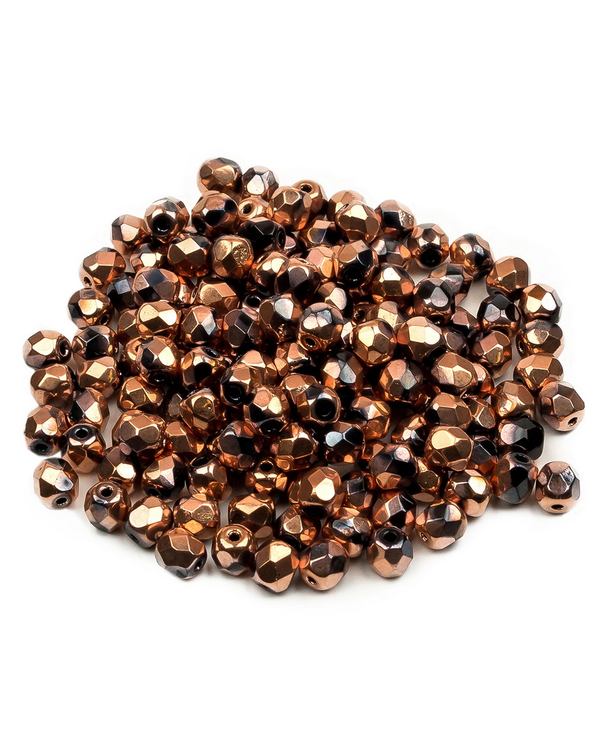 

Стеклянные чешские бусины Fire polished beads ганеные круг 4 мм Jet Capri Gold Full 150шт, Золотой, FP-4