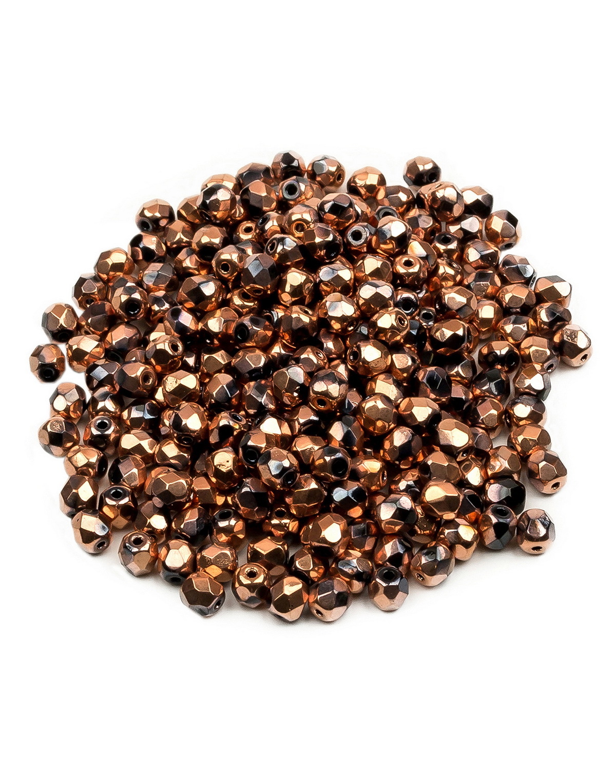 

Стеклянные чешские бусины Fire polished beads ганеные круг 4 мм Jet Capri Gold Full 250шт, Золотой, FP-4