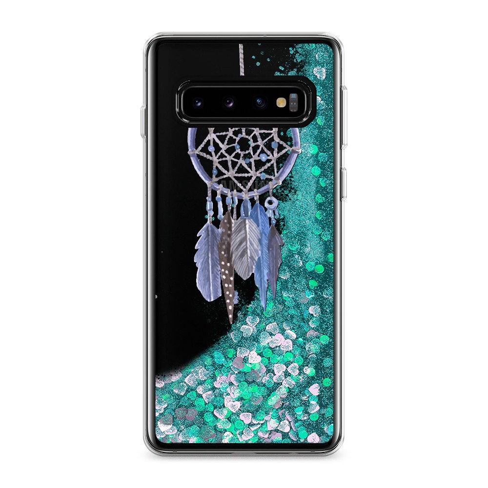 

Жидкий чехол с блестками "Синий ловец снов акварель" на Samsung Galaxy S10, 27095-1