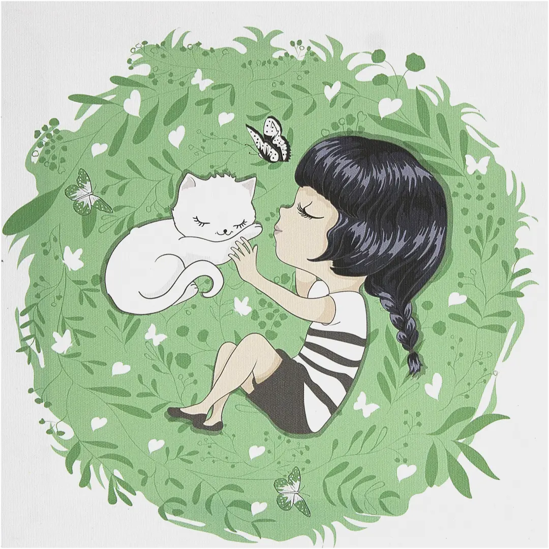 

Картина на холсте «Девочка с котом» 30x30 см