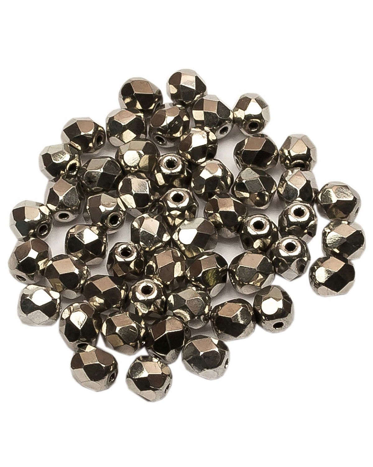 

Стеклянные чешские бусины Fire polished beads ганеные круглые 4 мм Jet Argentic Full 50шт, Разноцветный, FP-4