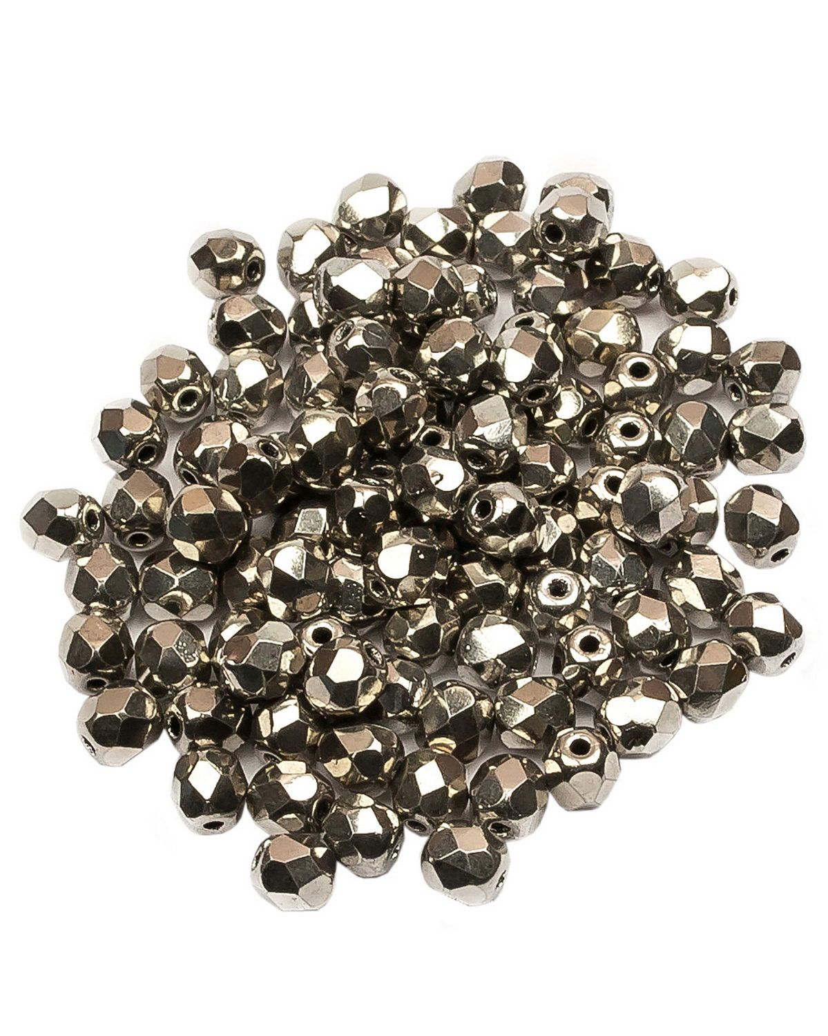 

Стеклянные чешские бусины Fire polished beads ганеные круглые 4 мм Jet Argentic Full 100шт, Разноцветный, FP-4