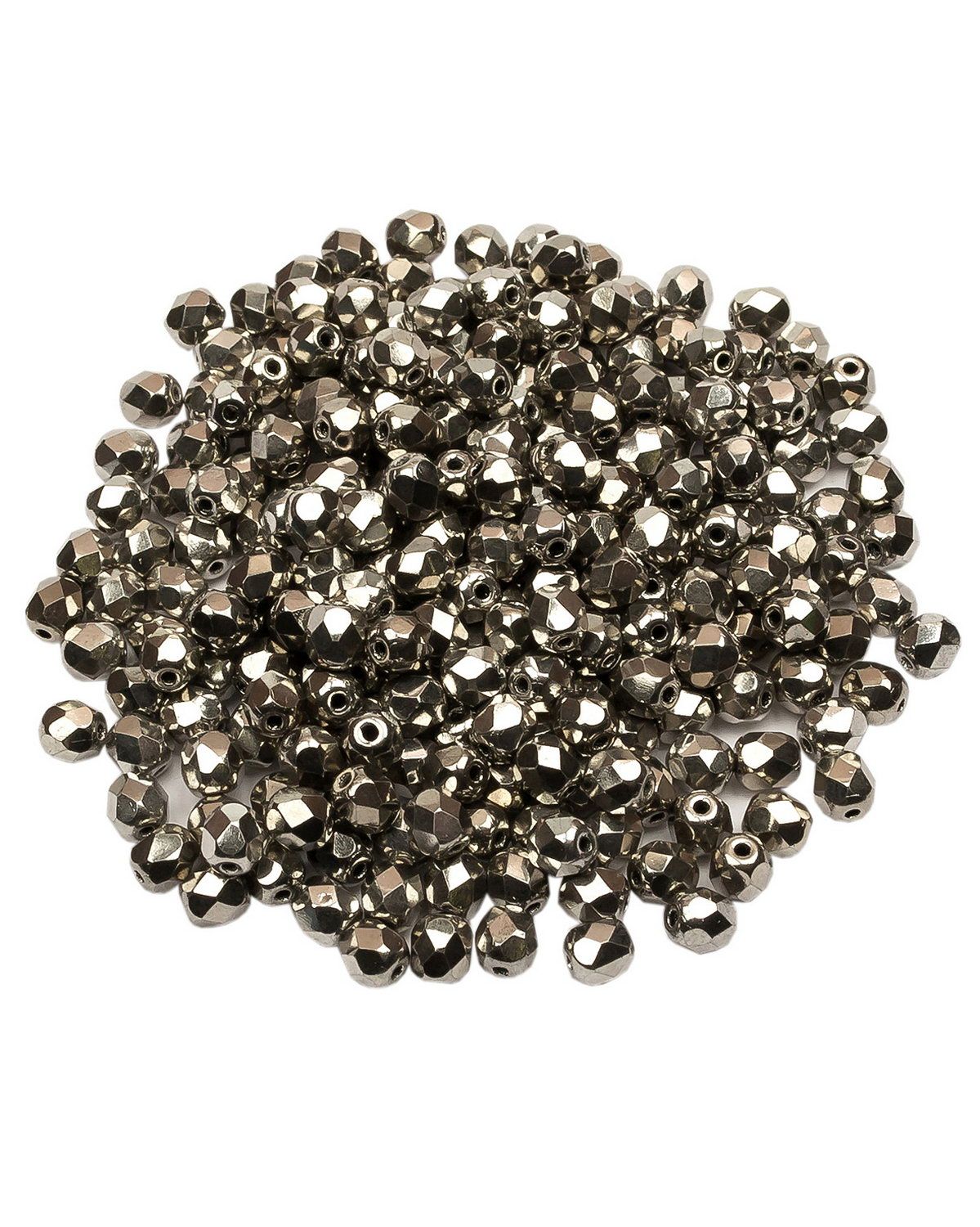 

Стеклянные чешские бусины Fire polished beads ганеные круглые 4 мм Jet Argentic Full 250шт, Разноцветный, FP-4