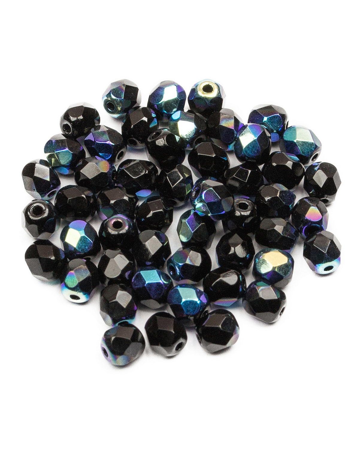 

Стеклянные чешские бусины, Fire polished beads, ганеные круглые, 4 мм, Jet AB, 50шт, Черный, FP-4
