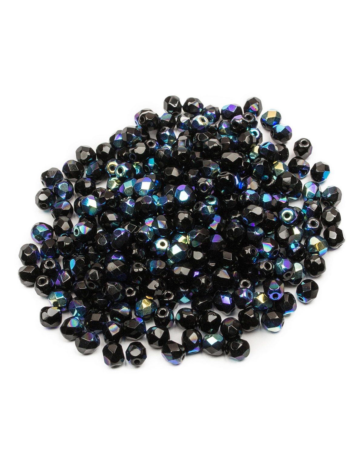 

Стеклянные чешские бусины, Fire polished beads, ганеные круглые, 4 мм, Jet AB, 250шт, Черный, FP-4