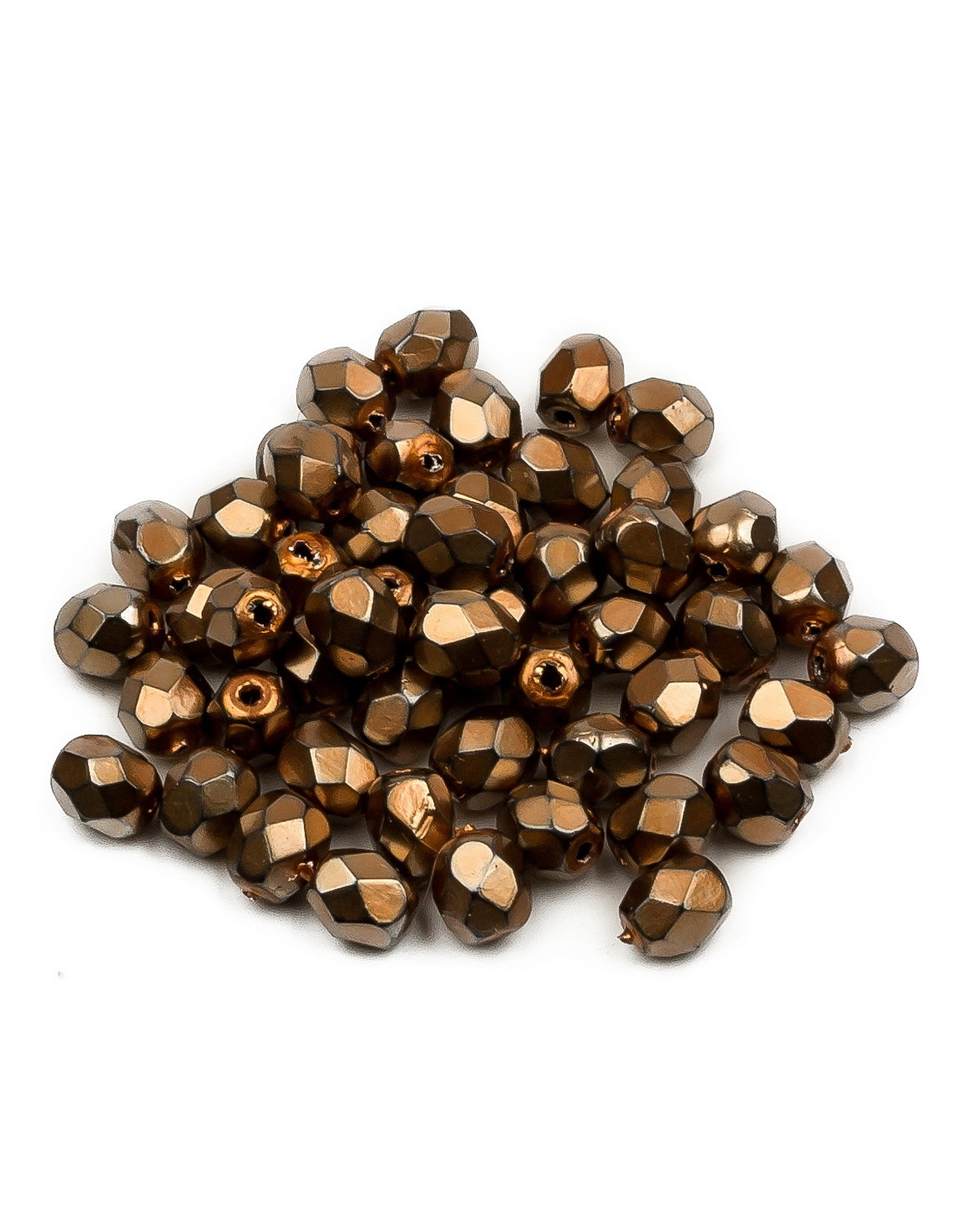 

Стеклянные чешские бусины Fire polished beads ганеные круг 4 мм Jet Heavy Metal Beige 50шт, Коричневый, FP-4