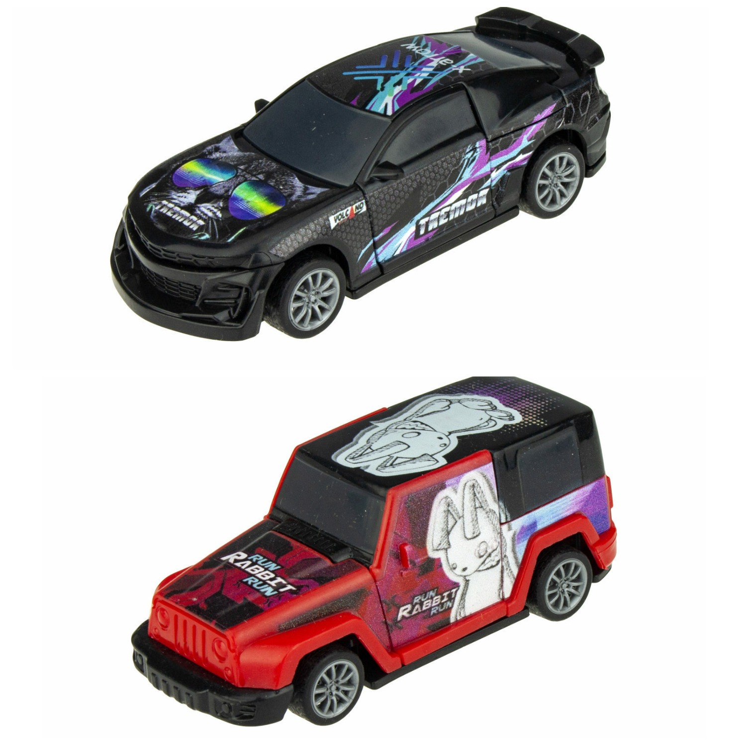 Машинки 1Toy Crash Fest Volcano/Run Rabbit черный/красный Т21629