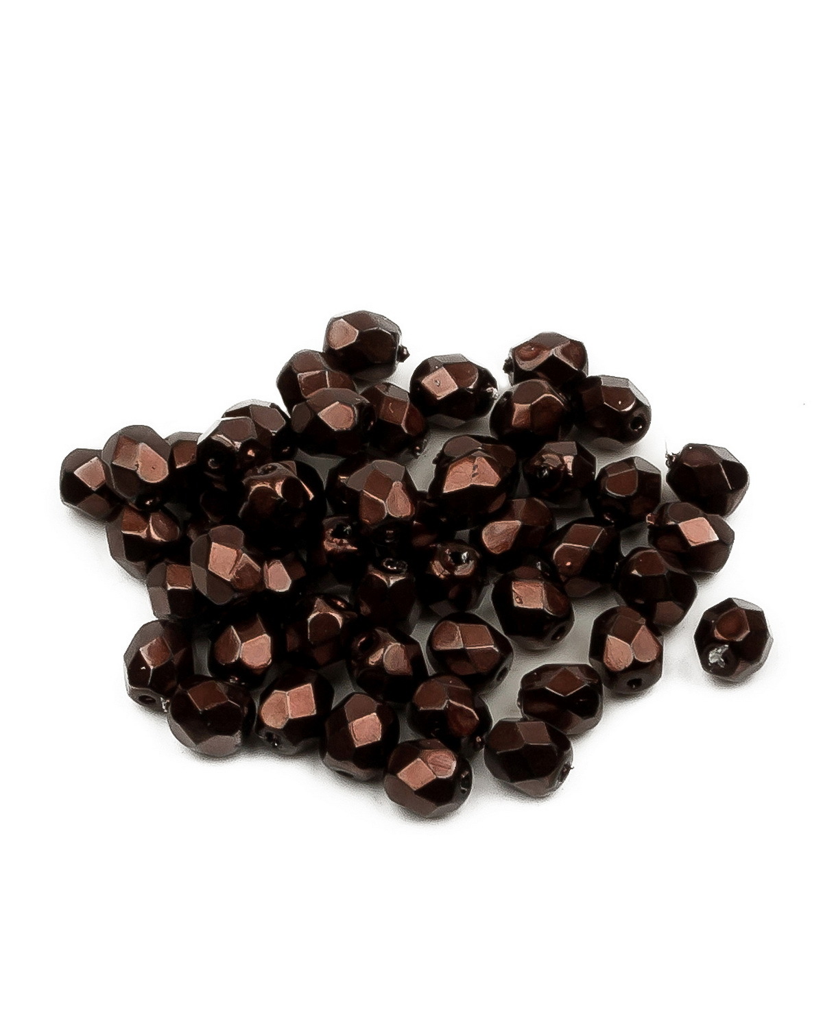 

Стеклянные чешские бусины ганеные круг 4 мм Jet Heavy Metal Dark Sienna 50шт, Коричневый, FP-4
