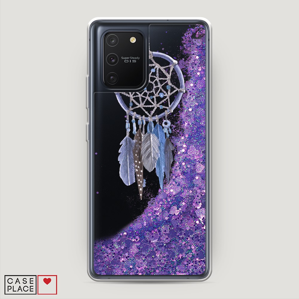 фото Жидкий чехол с блестками "синий ловец снов акварель" на samsung galaxy s10 lite awog