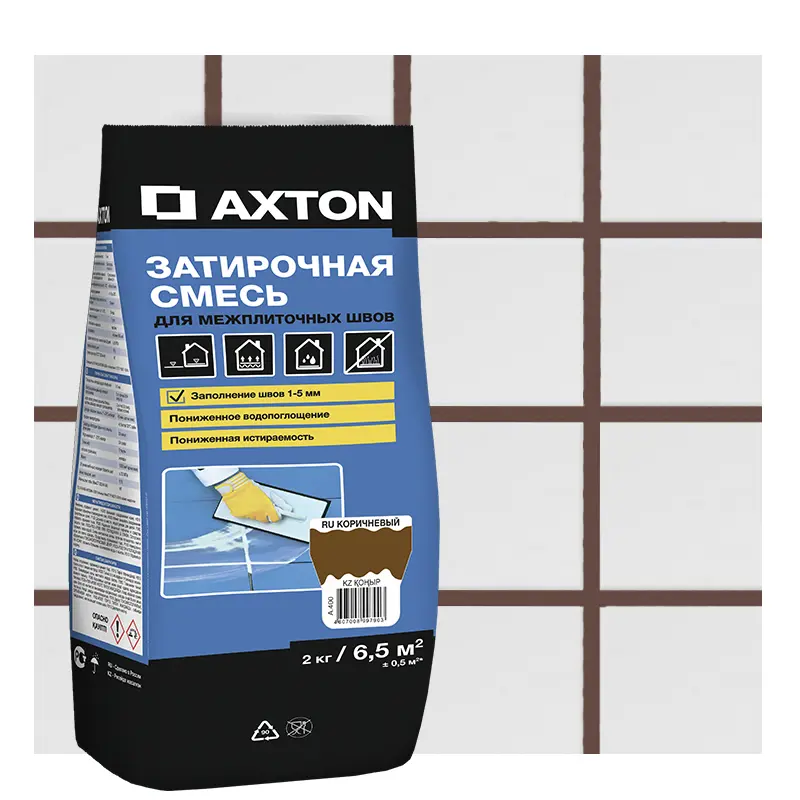 Затирка цементная Axton А.400 цвет коричневый 2 кг уплотнитель для окон и дверей axton d профиль 6м цвет коричневый