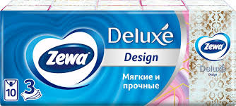 Платочки Zewa Deluxe бумажные 10 шт x 10 пачек платочки бумажные носовые zewa deluxe design 3 слоя 10шт х 10