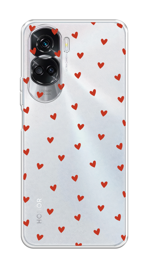 

Чехол Homey на Honor 90 Lite "Red hearts", Красный;прозрачный, 6122350-1