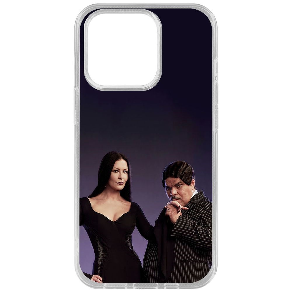 

Чехол-накладка Krutoff Clear Case Уэнсдей Аддамс - Мортиша и Гомес для iPhone 14 Pro, Прозрачный