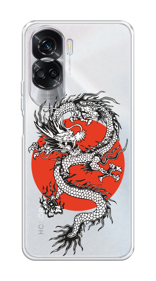 

Чехол Homey на Honor 90 Lite "Восходящий дракон", Белый;черный;красный, 6122350-1