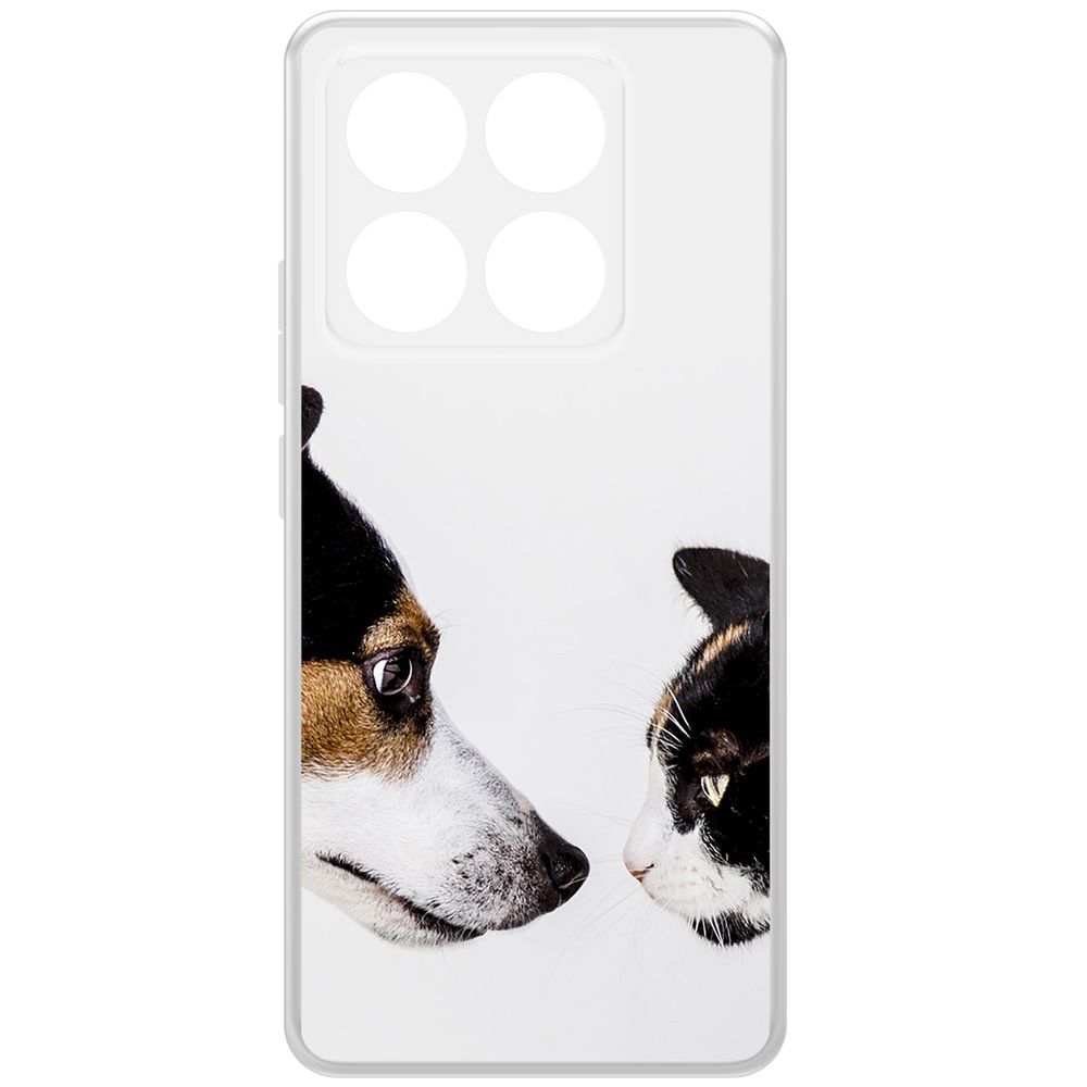 

Чехол-накладка Krutoff Clear Case Собаки против кошек для Xiaomi 14T Pro, Прозрачный