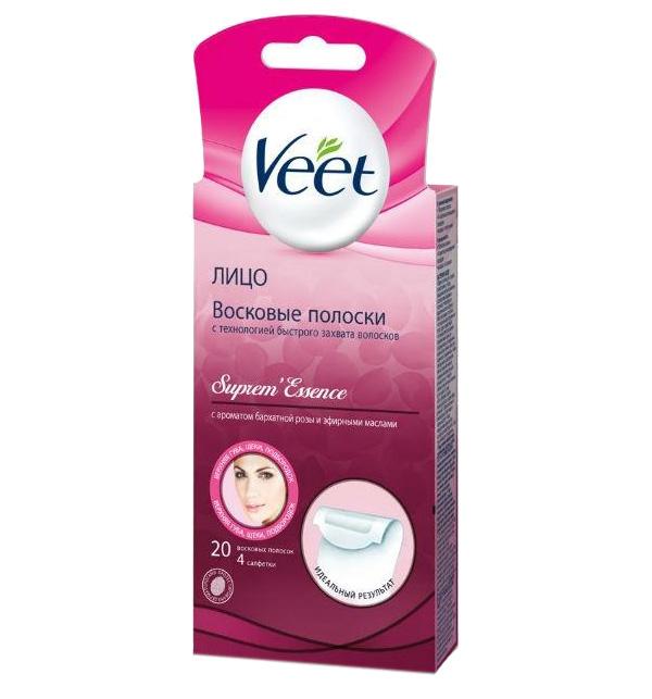 

Полоски восковые Veet для лица с ароматом бархатной розы и эфирными маслами 18 шт