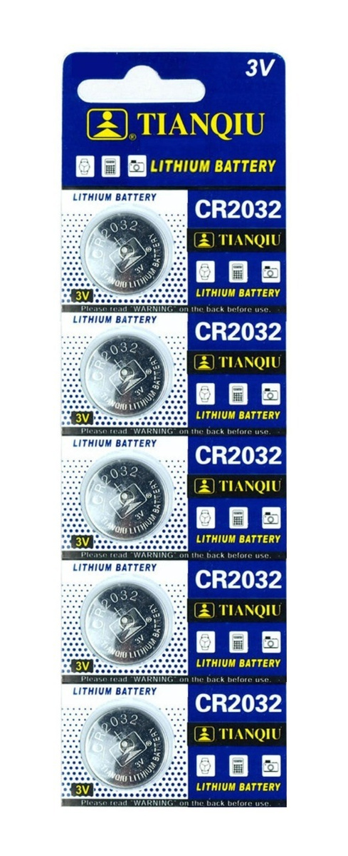 

Батарейки дисковые литиевые TIANQIU CR2032, 5 шт. 3v l