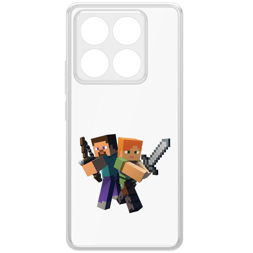 

Чехол-накладка Krutoff Clear Case Minecraft-Стив и Алекс для Xiaomi 14T Pro, Прозрачный