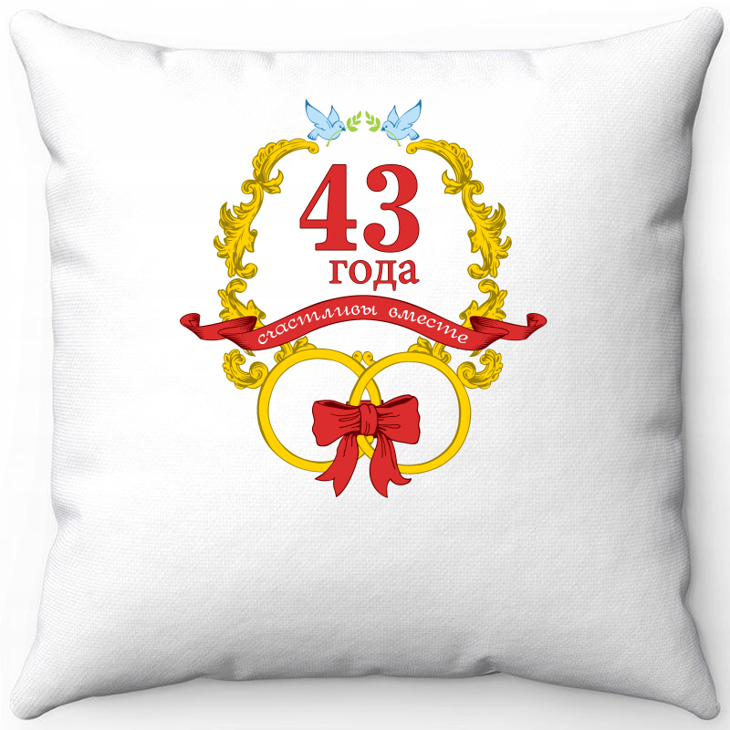 

Подушка декоративная Море Маек Белая 40х40, 43 года счастливы вместе 2, Белый, Белая 40х40