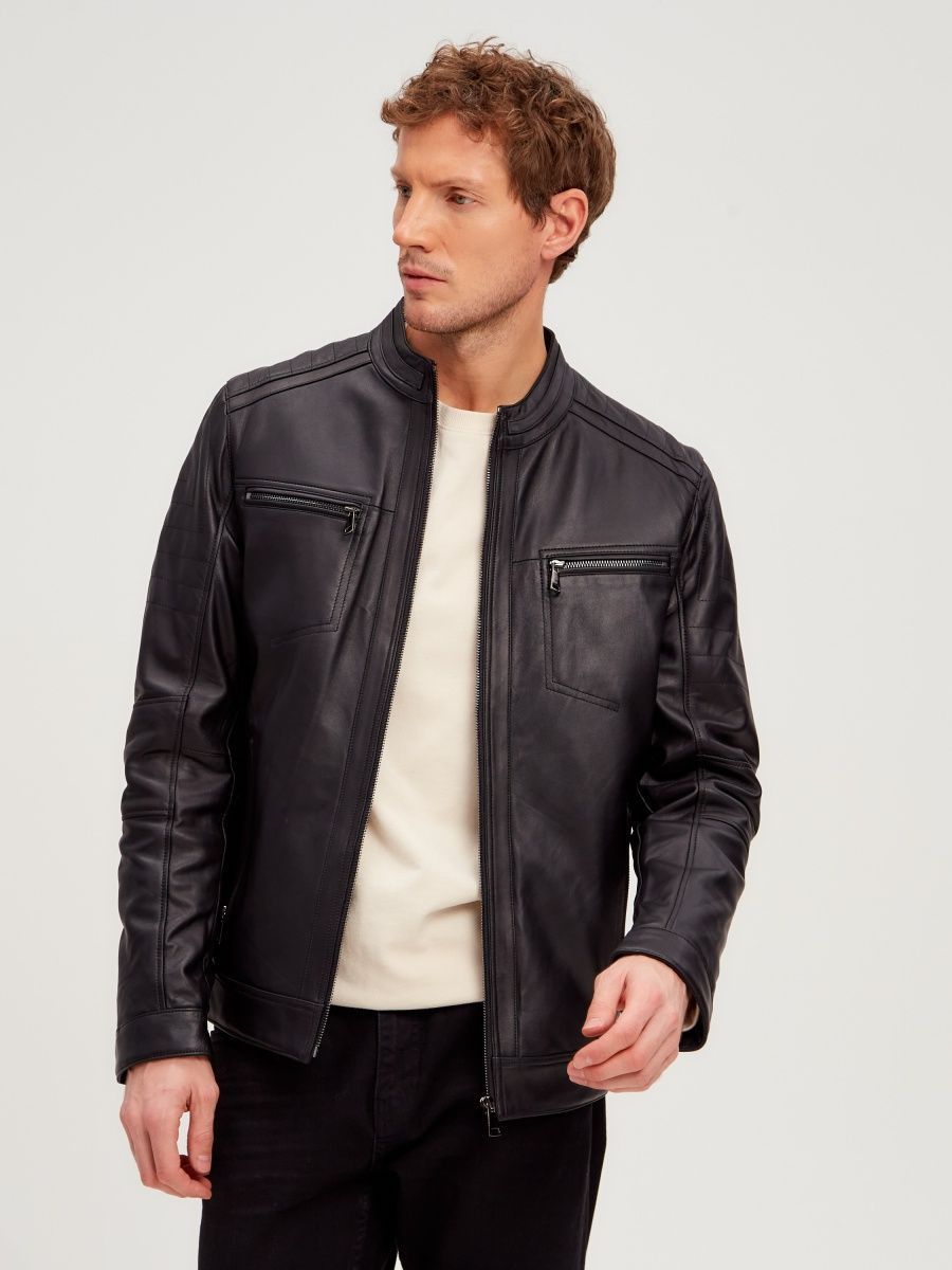 Кожаная куртка мужская Grizman 42668 черная 50-52 RU