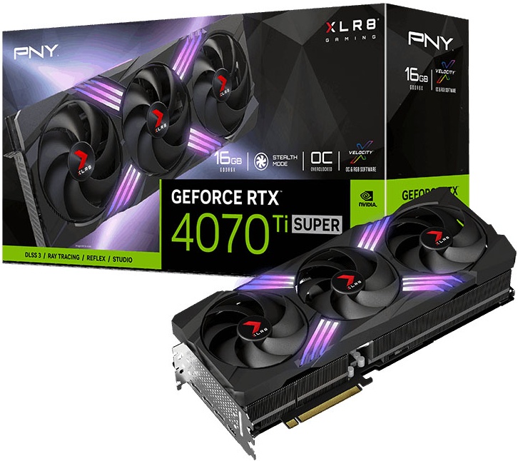 

Видеокарта PNY NVIDIA GeForce RTX 4070 Ti SUPER Verto OC 16GB (VCG4070TS16TFXXPB1-O), Черный, GeForce RTX 4070 Ti SUPER Verto OC