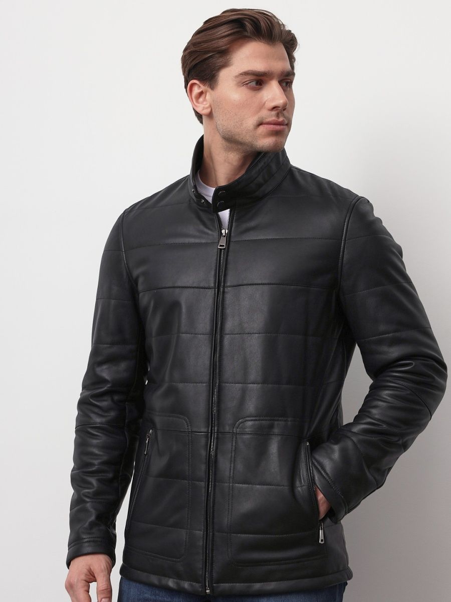 Кожаная куртка мужская Grizman 42483 черная 52-54 RU