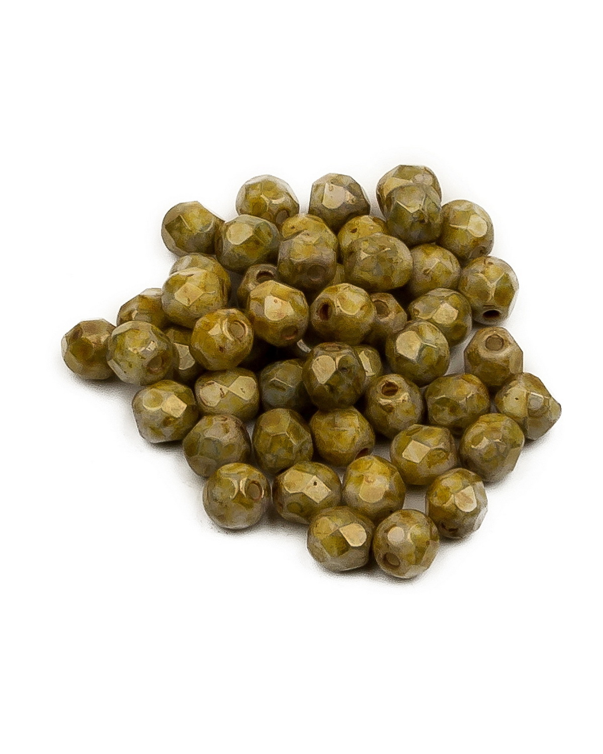 

Стеклянные чешские бусины Fire polished beads ганеные круглые 4 мм Chalk White 15635 50шт, Белый, FP-4