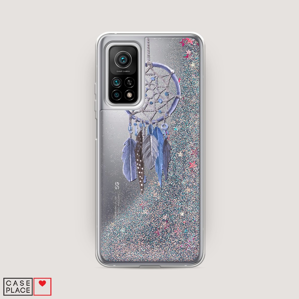 

Жидкий чехол с блестками "Синий ловец снов акварель" на Xiaomi Mi 10T Pro
