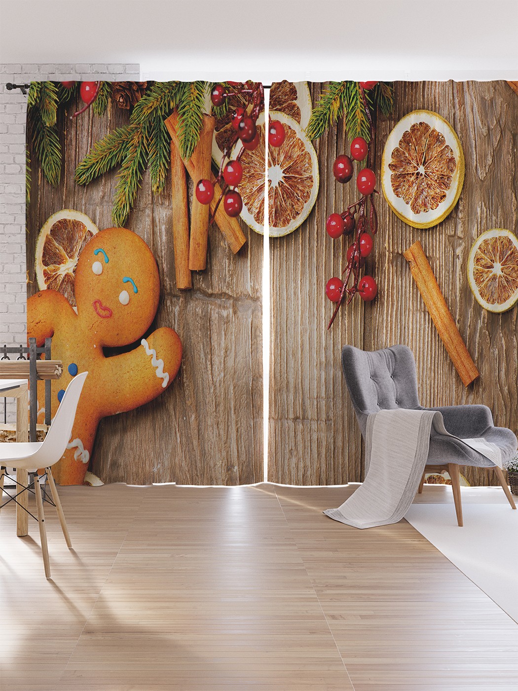 

Шторы под лён JoyArty "Коричный человечек", серия Oxford DeLux, 340х265 см, Коричный человечек