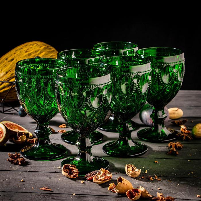 Набор бокалов Magistro «Варьете», 320 мл, 8,5x16 см, 6 шт, цвет зелёный