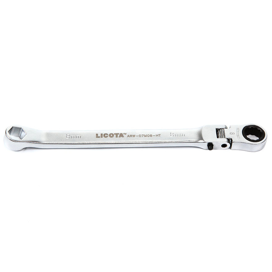 Ключ трещоточный Licota ARW-07M08 гибкий с фиксацией и накидной 6гр.  8 мм