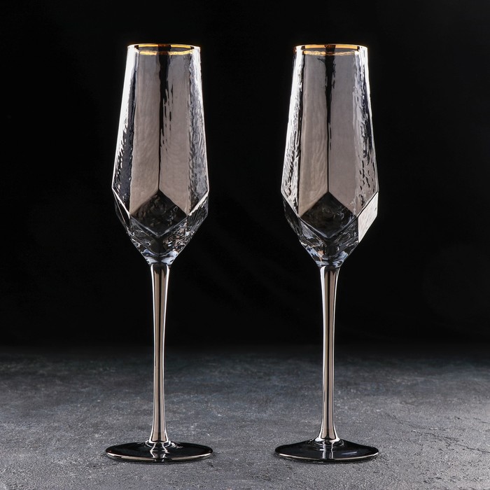 фото Набор бокалов для шампанского «дарио», 180 мл, 7×20 см, 2 шт, графит magistro