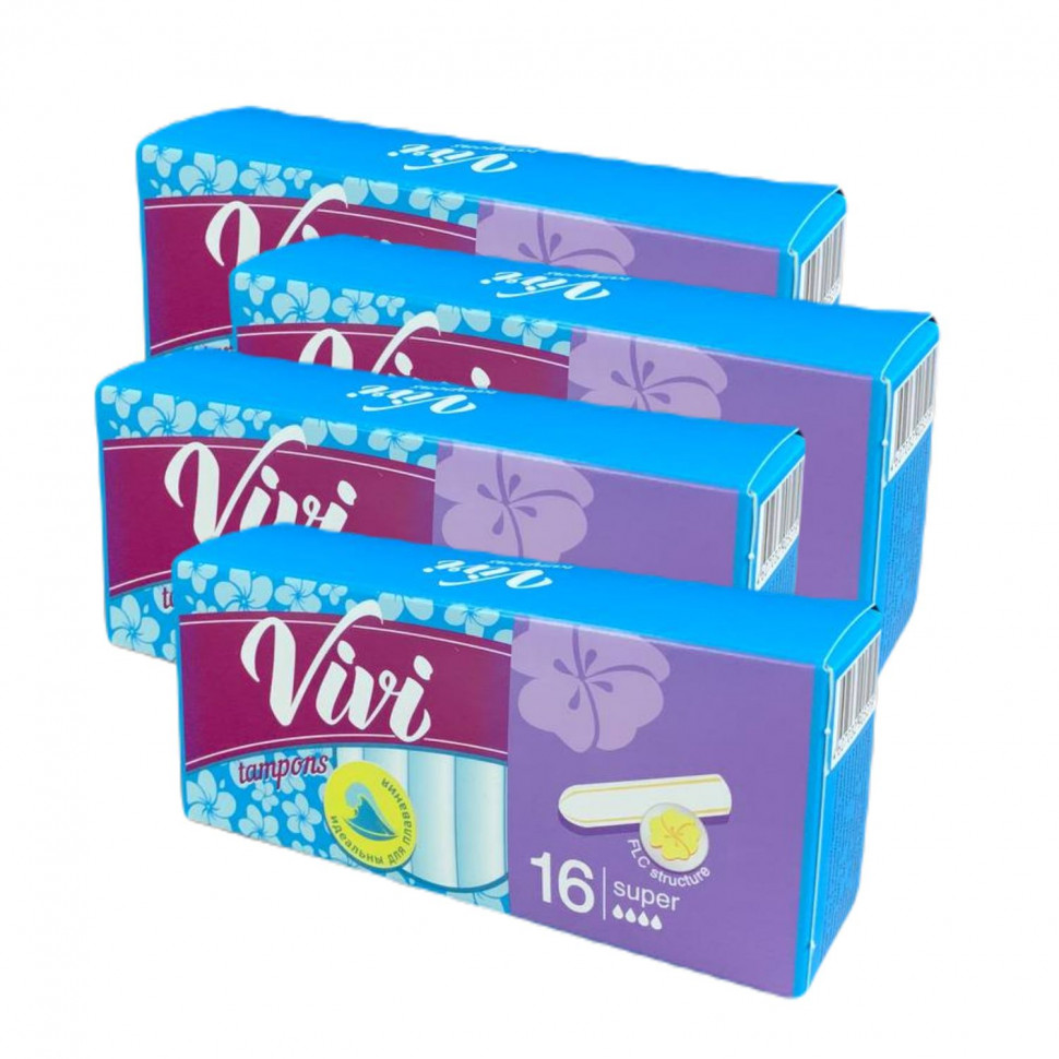 Тампоны Vivi SUPER женские гигиенические впитывающие упаковка 4 шт